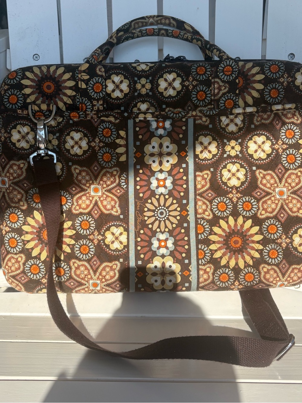 Brown Floral Patterned Men's Messenger Bag